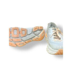 Hoka One One W Bondi 7 Womens Size 9.5 Gray Peach Running Shoes Sneakers Cushion